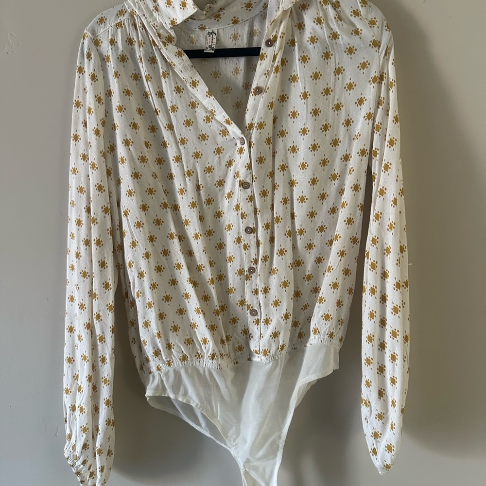 White and Gold Floral Women's Top